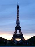 Silhouette of Eiffel Tower at Dusk or Dawn with Cloudy Sky, Paris, France