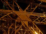 Close Up of Eiffel Tower Iron Lattice Structure with floodlights peeking through, Paris, France