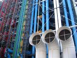 Close Up of Pompidou Centre Exterior Architecture in Paris, France