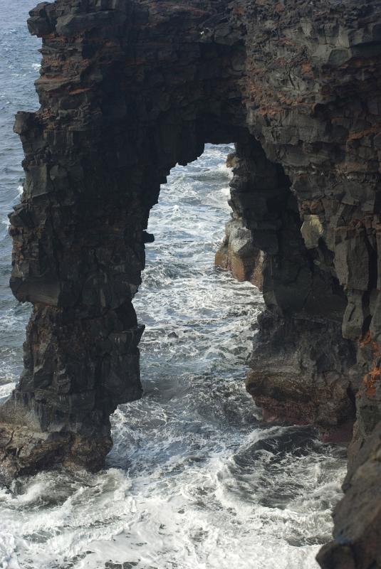 Holei Sea Arch Natural Rock Formation in Hawaii Volcanoes National Park