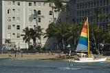 Colorful Sailboat on Beach Shore in Waikiki, Hawaii