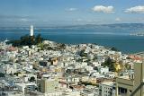 Aerial Extensive View of San Francisco Buildings with Famous Coit Tower by the Bay.