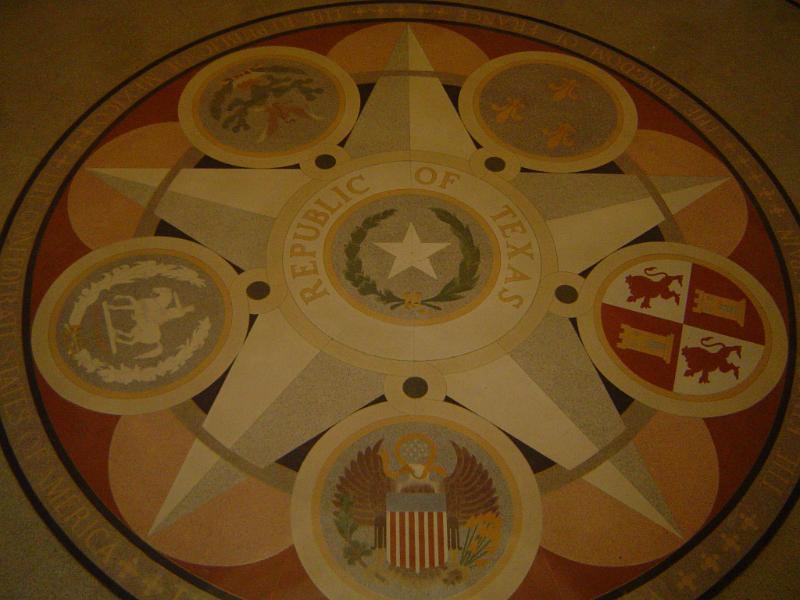 Close up Famous Republic of Texas Star on the Floor of Texas State Capitol
